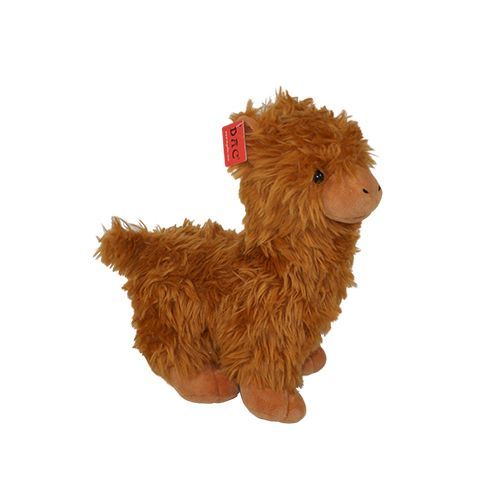 Lama de peluche con diseño innovador y logo.