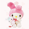 Conejo rosa de dibujos animados de peluche