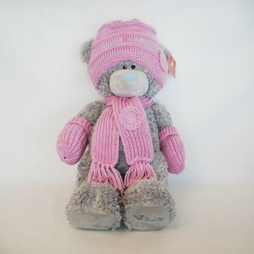 Gorro De Lana De Felpa Oso Rosa