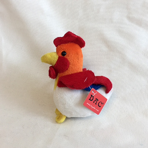Llavero de peluche con forma de gallo de granja pequeño