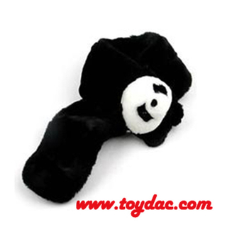 Bufanda negra de panda de piel de felpa