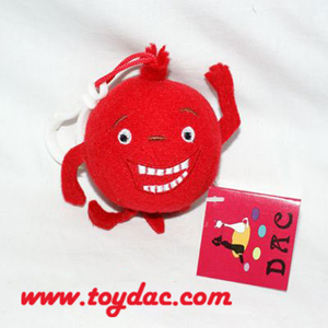 Llavero de granada roja de peluche