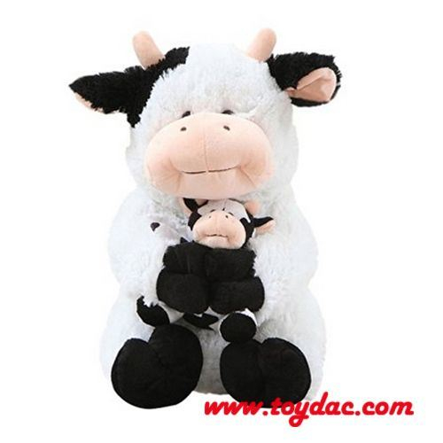 Vaca grande suave de peluche y vaca bebé