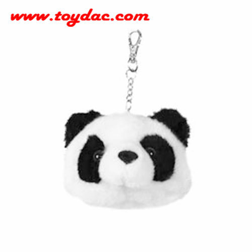Llavero con cabeza de panda de peluche
