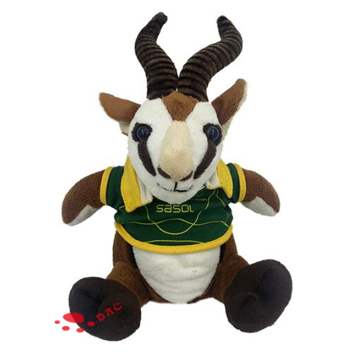 Antílope mascota animal de peluche con vestido