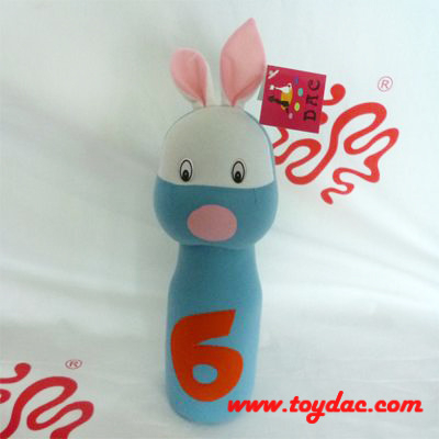 Juguete de bolos de peluche de conejo azul de peluche