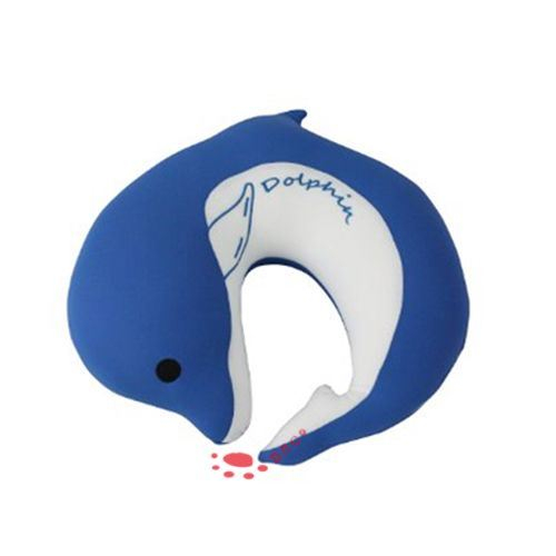 Almohada de viaje de delfín azul de peluche suave