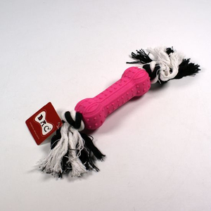 Cuerda anudada de algodón para mascotas con hueso de goma