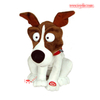 Perro de peluche de terciopelo con dibujos animados y logo