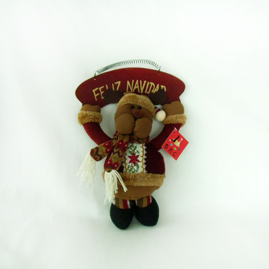 Adorno navideño de oso con gorro de peluche