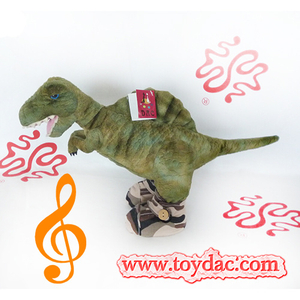 Dinosaurio de juguete eléctrico de peluche en movimiento